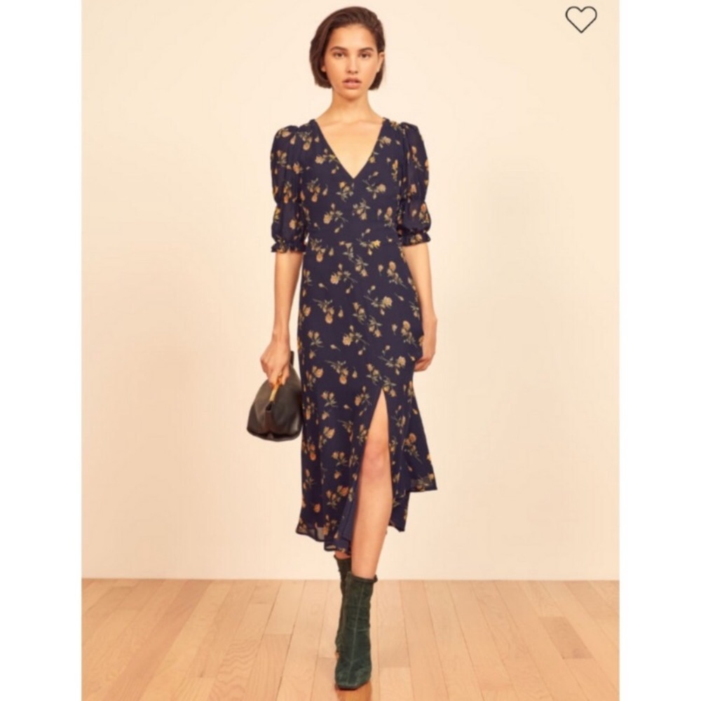Reformation Larchmont dress Navy floral size 0